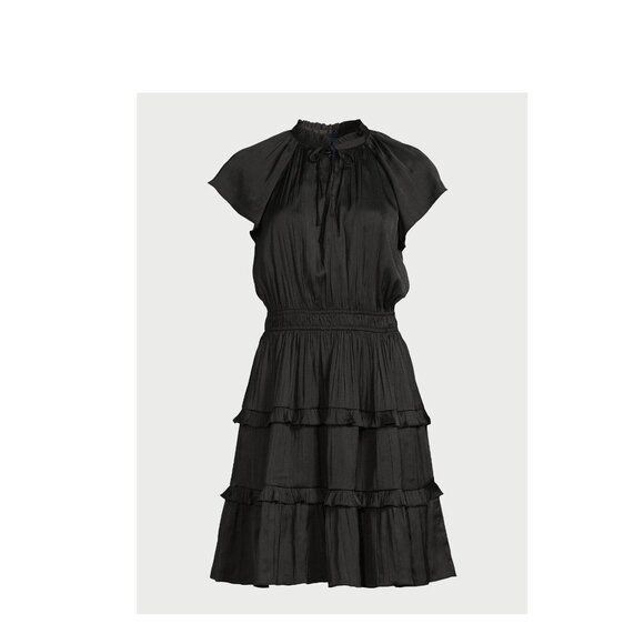 NWT Women’s Satin Mini Ruffle Dress w/ Cap Sleeves – Size XS 0-2 (Scoop) - Picture 1 of 6